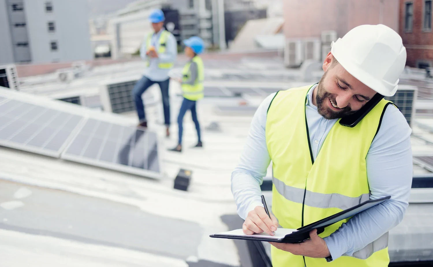 Commercial flat roof inspection in Santa Fe